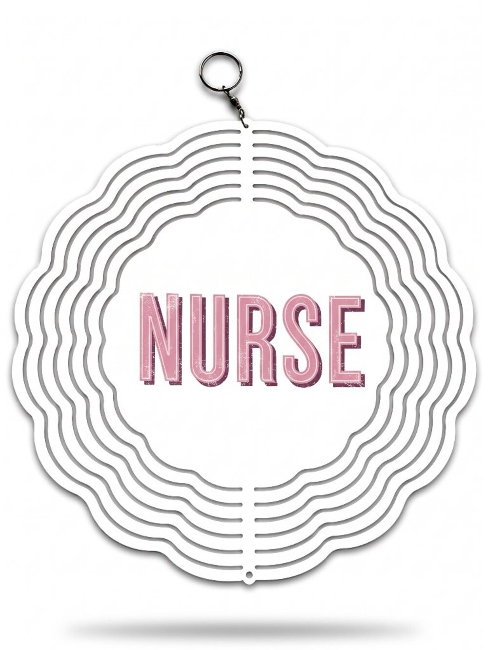 10" Retro Pink Nurse Kinetic Wind Spinner -White Metal Hanging Garden Yard Decor